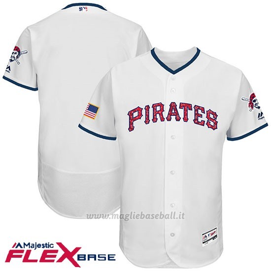 Maglia Baseball Uomo Pittsburgh Pirates 2017 Estrellas y Rayas Bianco Flex Base